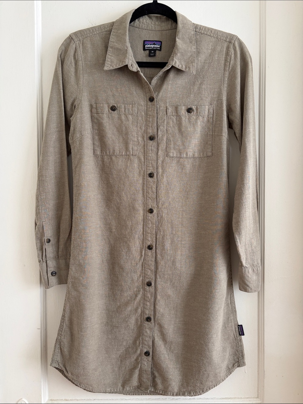 XS Patagonia Organic Cotton & Hemp Long Sleeved Shirtdress Button Front Dress